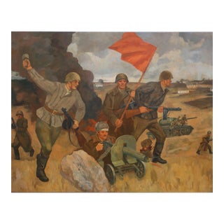 Army Oil Painting: Great Patriotic War (1990) For Sale