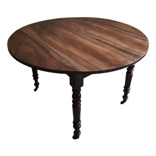 Antique French Walnut Drop-Leaf Dining Table, 1900s For Sale