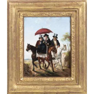 European School Artist, Figures Mounted on Horseback, Oil on Canvas For Sale