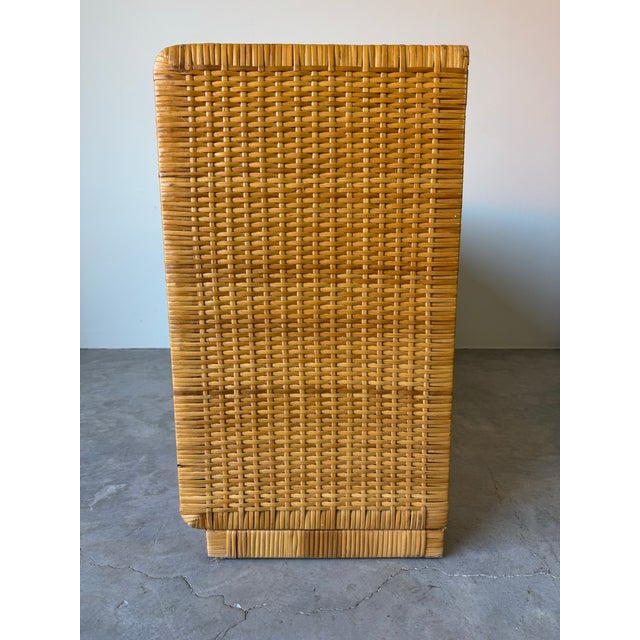Wood Vintage Coastal Wrapped Rattan Six-Drawer Dresser With Brass Handles For Sale - Image 7 of 12