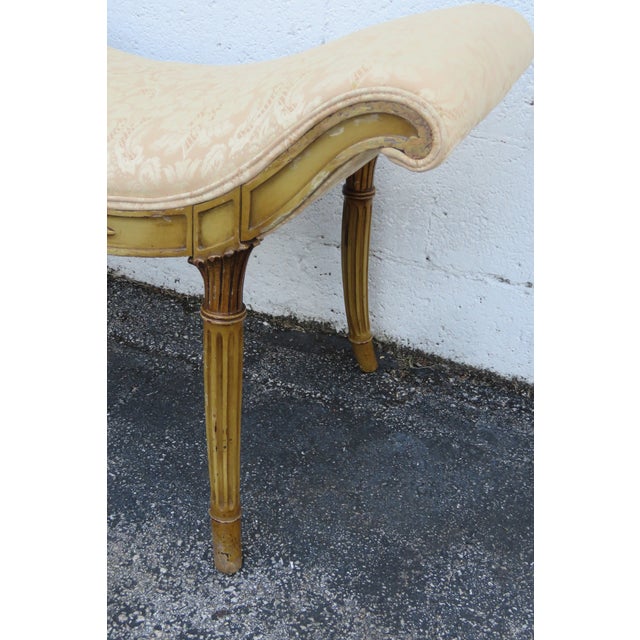 Late 20th Century French Shabby Chic Painted Vanity Bedroom Bench Stool 6253 For Sale - Image 5 of 14
