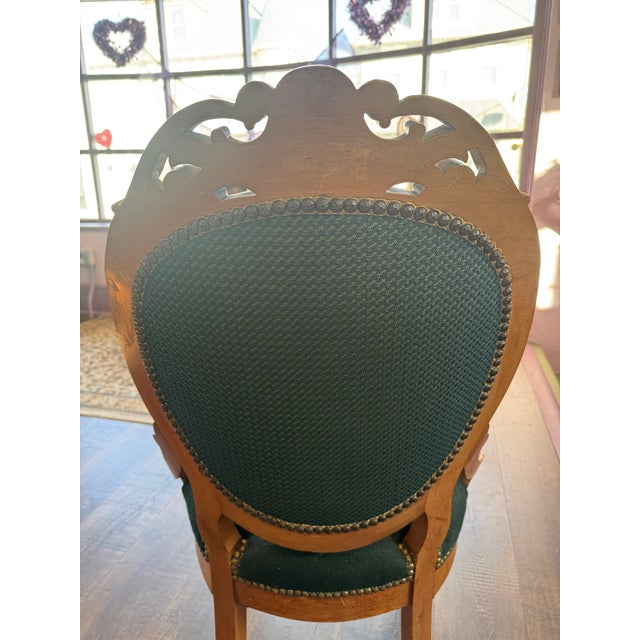 Traditional Mid 20th Century Pair of Needlepoint Upholstered Victorian Renaissance Revival Parlor Chairs. For Sale - Image 3 of 8