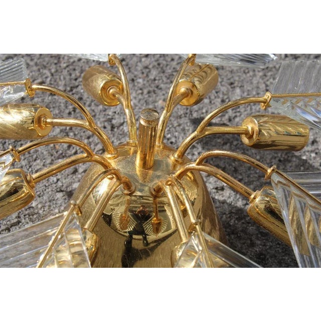 Glass Golden Metal and Crystal Round Chandelier from Stilkronen, 1970s For Sale - Image 7 of 10