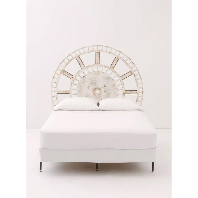 Shabby Chic Antique Clock-Inspired Headboard, Iron & Wood For Sale - Image 3 of 3