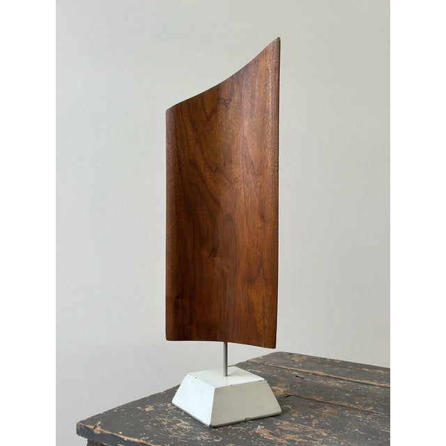 Mid-Century Modern Vintage Large-Scale Teak Fin Sculpture With White Painted Base Base by Paul Bechtold, Circa Mid 20th Century For Sale - Image 3 of 18
