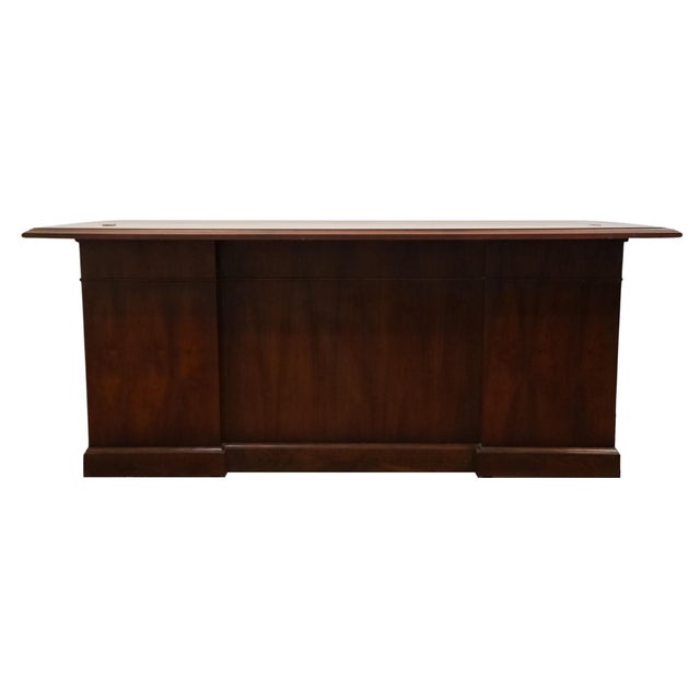 Late 20th Century Kimball Furniture Solid Cherry Traditional Style 72" Executive Office Desk For Sale - Image 12 of 13
