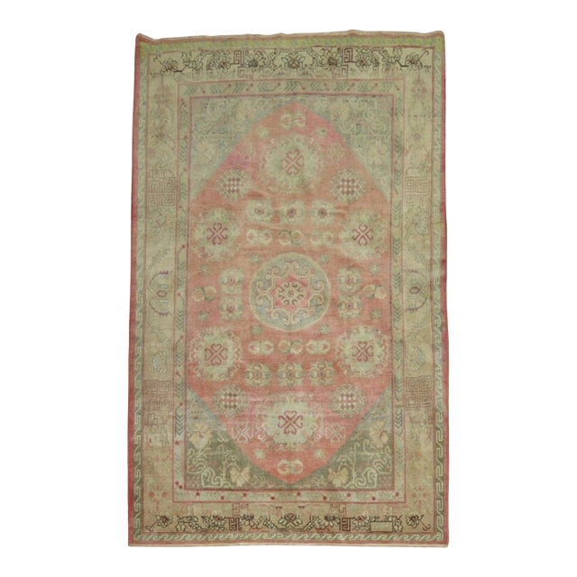 Pink Yin Yang Antique Khotan Rug - 5'4" x 8'3" For Sale