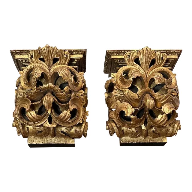 Pair of Antique Architectural Brackets With Scrolls For Sale