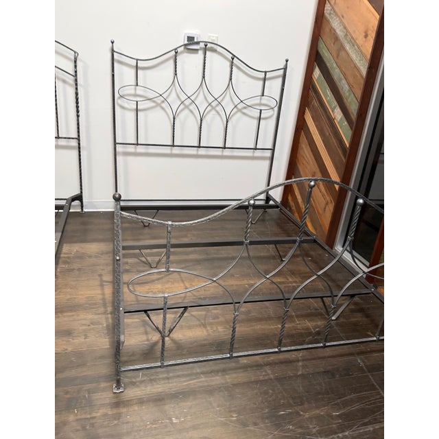 Rustic Queen Size Claudio Rayes Iron Bed Frame, Model 24 For Sale - Image 3 of 12