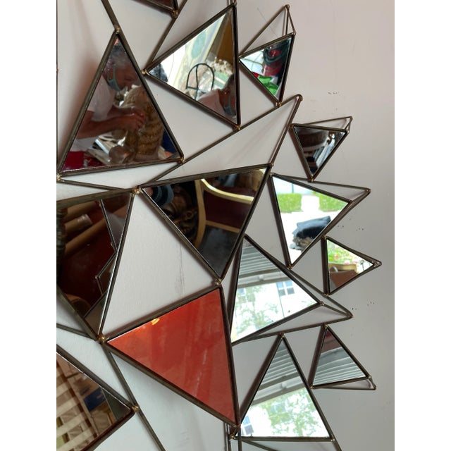 Modern Sunburst Wall Metal Decor Mirror For Sale - Image 3 of 11