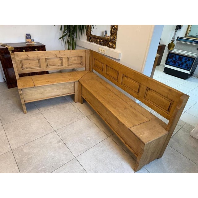 Farmhouse Corner Bench Group in Wood For Sale - Image 4 of 14
