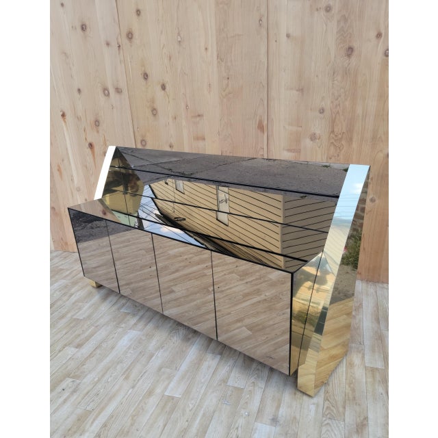 Brass Mid Century Modern Mirror and Brass Sideboard/Credenza by Ello For Sale - Image 8 of 10