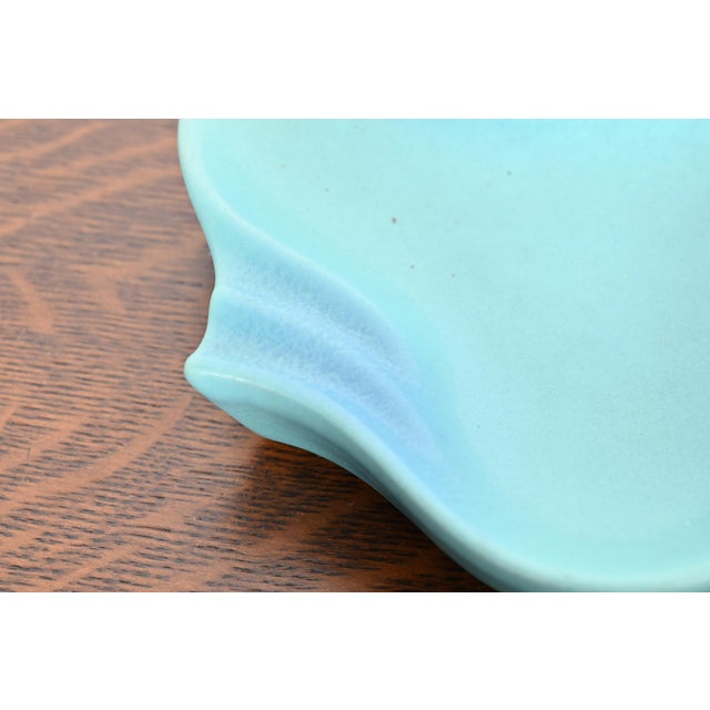 Ceramic Van Briggle Arts & Crafts Turquoise Glazed Ceramic Tray or Catchall For Sale - Image 7 of 12