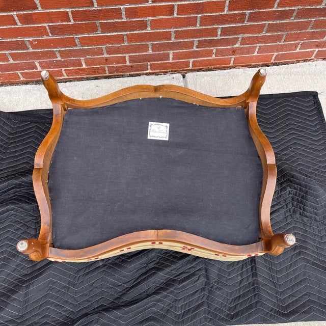 Wood Vintage Baker Furniture French Country Ottoman in Tan & Fruitwood For Sale - Image 7 of 12
