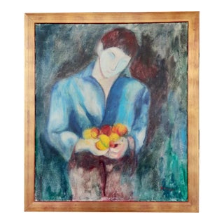 Painting of Boy with Fruit by Bruno Donadel For Sale