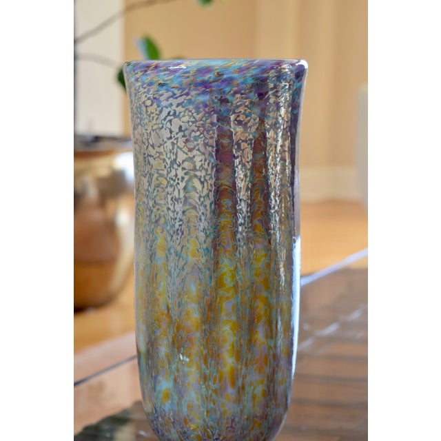 1980s 1980s Joel Bloomberg Iridescent Art Glass Vase For Sale - Image 5 of 7
