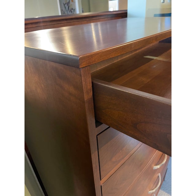 Chestnut Solid Cherry Chest of Drawers Featuring a Bow Front, Crafted in Pennsylvania. For Sale - Image 8 of 9