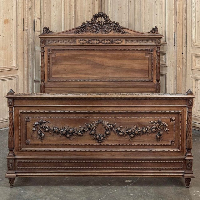 French 19th Century French Louis XVI Walnut Bed For Sale - Image 3 of 18