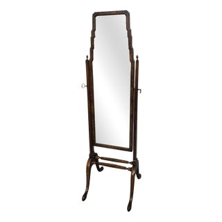 Queen Anne Walnut Cheval Mirror, 1920s For Sale