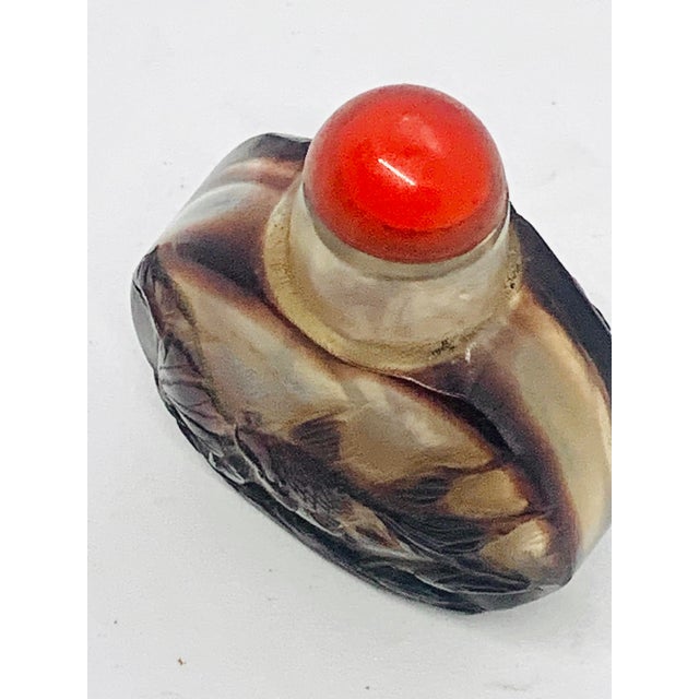 Early 20th Century Antique Chinese Carved Overlay Peking Glass Snuff Bottle For Sale - Image 10 of 11
