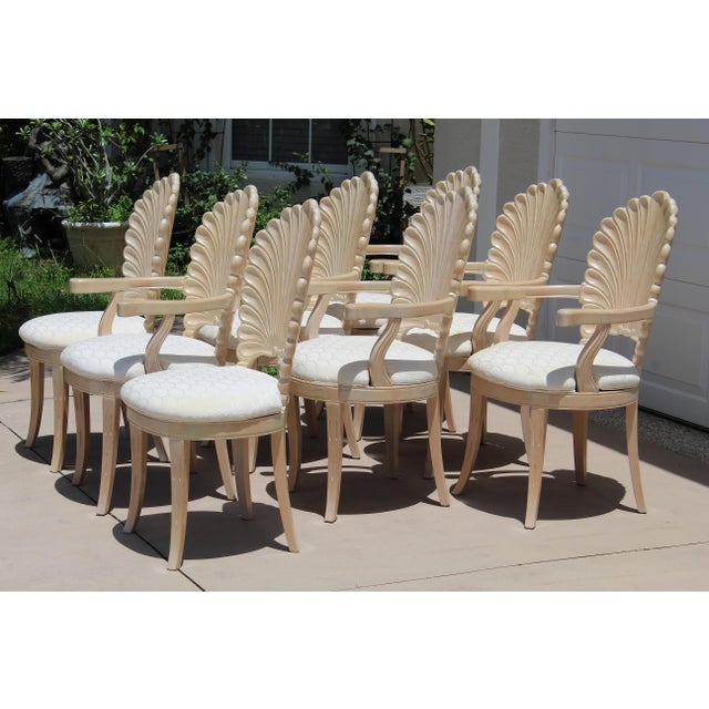Hollywood Regency 1980s Vintage Italian Hollywood Regency Grotto Shell-Back Dining Chairs - Set of 8 For Sale - Image 3 of 18