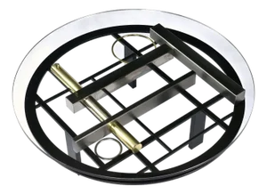 Kaizo Oto Gold Black and Steel Art Deco Inspired Round Glass Top Coffee Table