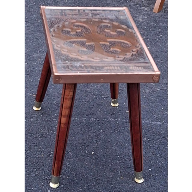 Late 20th Century Late 20th Century Gothic Revival Style Copper Clad Wood and Brass Side Table For Sale - Image 5 of 7