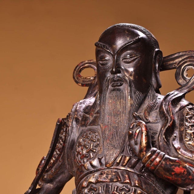 Metal Late 19th Century Gilt Bronze Guandi Figure, 3200g, Ming Mark, Warrior Statue For Sale - Image 7 of 10