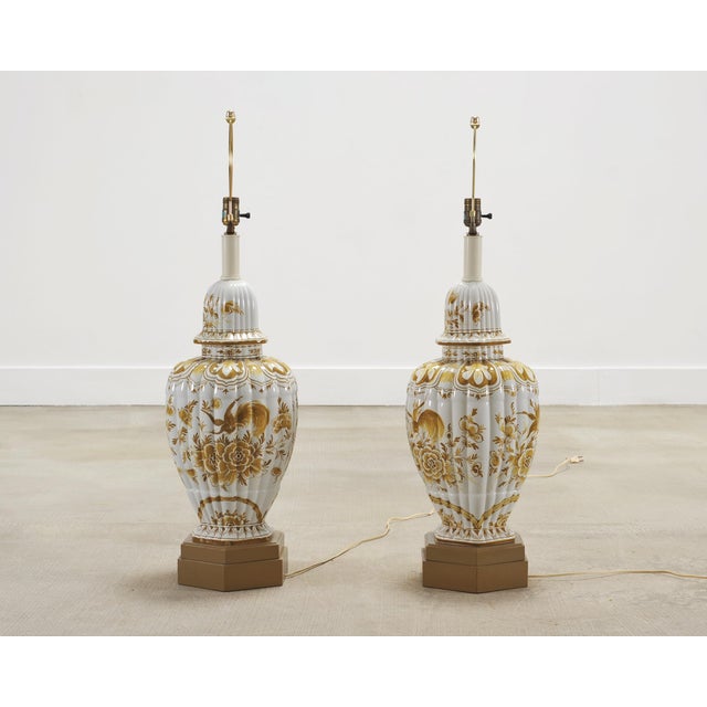 Pair of Wilshire House Porcelain Ginger Jar Table Lamps (No Shades Included) For Sale - Image 9 of 18