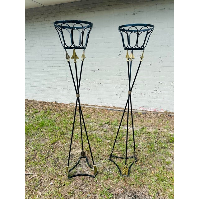 Classical Roman Vintage Wrought Iron Plant Stands For Sale - Image 3 of 6