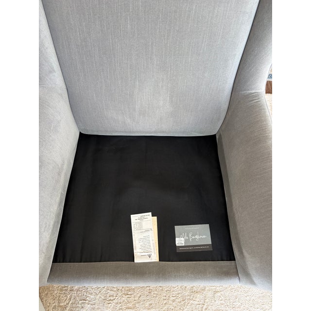 Rh Restoration Hardware Paget Wingback Chair in Velvet Fog For Sale - Image 12 of 18