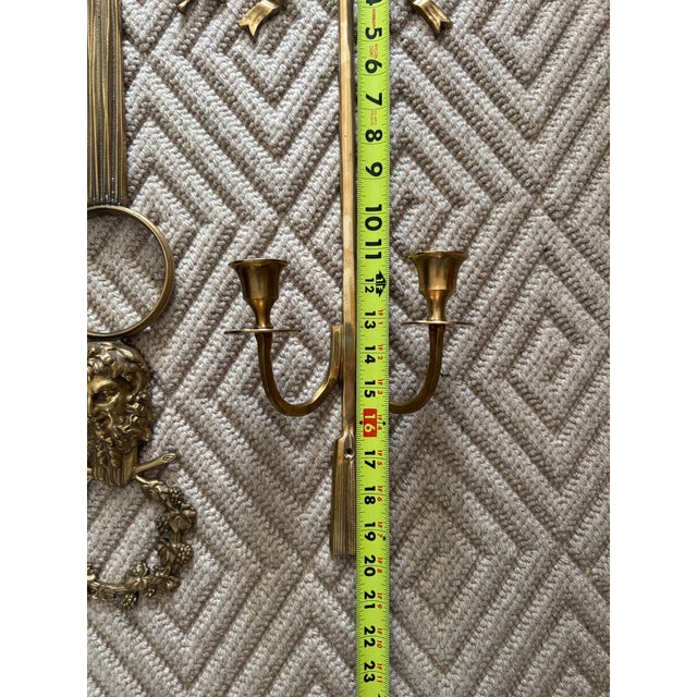 Vintage Brass Candle Holders/Candle Sconces/ Wall Decor For Sale - Image 10 of 14