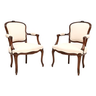 Antique French Walnut Salon Armchairs, 1930, Set of 2 For Sale