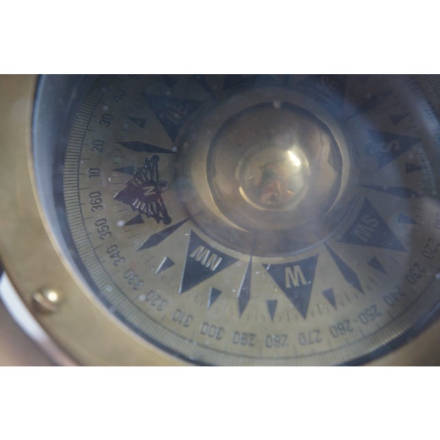 Antique Copper Brass Nautical Maritime Gimbal Compass Binnacle Ship Oil Lamp For Sale - Image 10 of 11
