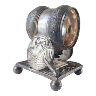 Antique Silverplate Chinoiserie Figural Napkin Ring For Sale