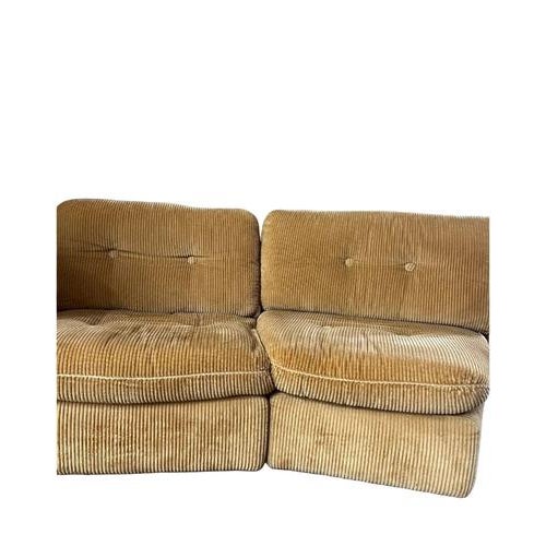 Beautiful 1970s modular sectional sofa in dark beige corduroy. This German classic consists of 6 individual elements — 3...