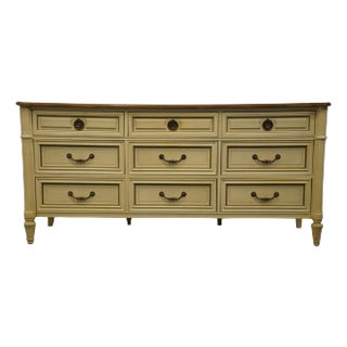 American of Martinsville Cream / Off White Painted Italian Modern 68" Triple Dresser 3206-211 For Sale