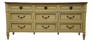 American of Martinsville Cream / Off White Painted Italian Modern 68" Triple Dresser 3206-211