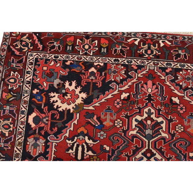 Bakhtiari Rug 7'1'' X 9'9'' Red Wool Semi-Antique Hand-Knotted Carpet For Sale In Philadelphia - Image 6 of 12