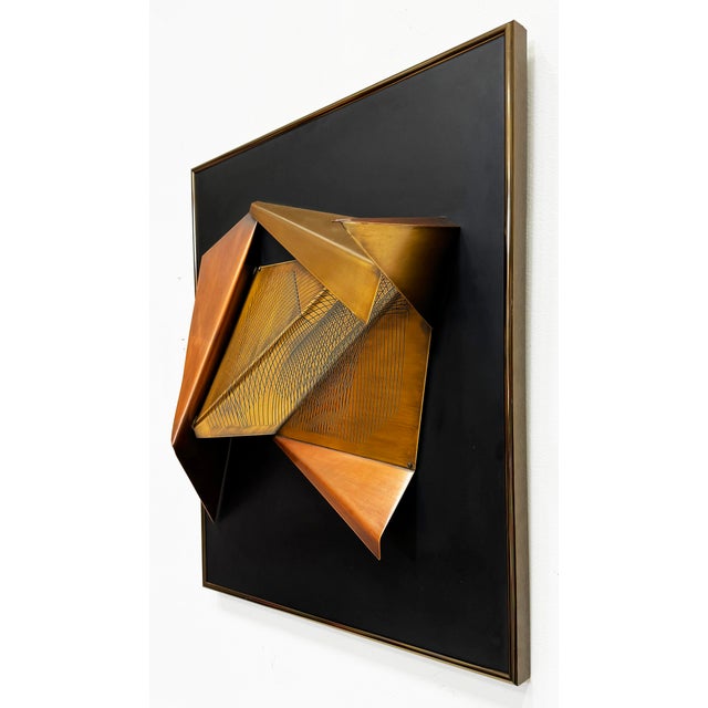 Ron Hinton 1994 3D Metal Wall Sculpture "Linear Sketch" Offered for sale is an intricate and precisely formed contemporary...
