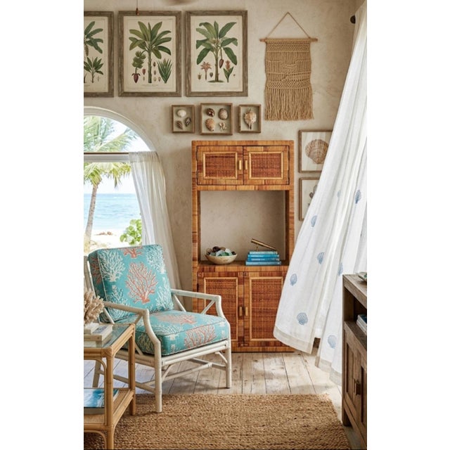 Vintage Bielecky Brothers Rattan Wrapped Mid Century Coastal Tall Display Storage Cabinet For Sale - Image 13 of 13