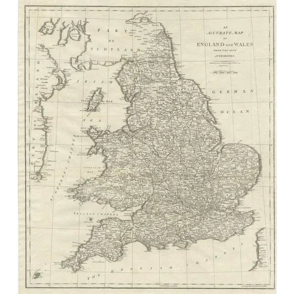 Large Antique Map of England and Wales, 1805 For Sale - Image 3 of 6