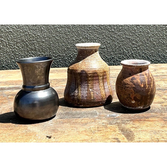 Vintage Original Studio a Pottery Trio of Small Vases For Sale - Image 12 of 12