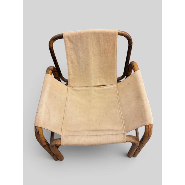Vintage Bamboo and Canvas Armchair, 1960s For Sale - Image 10 of 12
