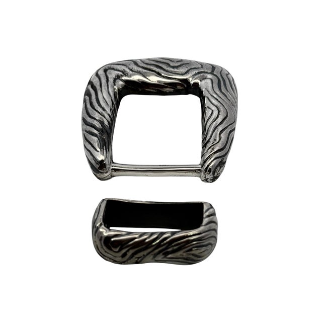 Traditional 1990s Tiffany & Co Ladies Wood Grain Fashion Belt Buckle Sterling Silver Estate For Sale - Image 3 of 11