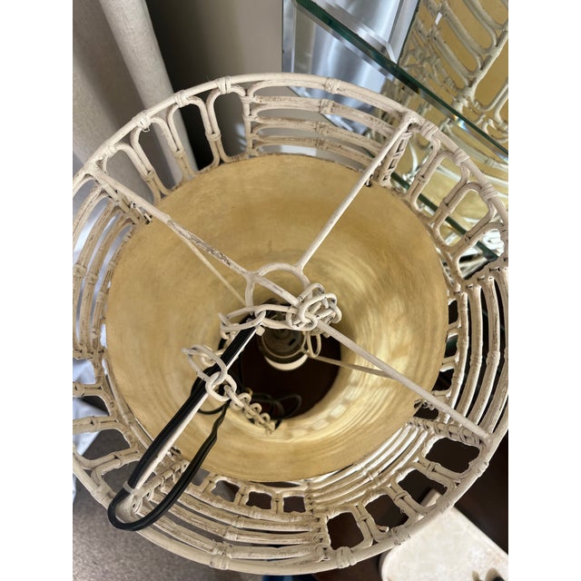 Mid-Century Modern 1960s MCM Mid-Century Modern Rattan BambooHanging Pendant Swag Lamp For Sale - Image 3 of 3