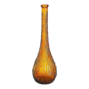1960s Empoli Italian Amber Art Glass Genie Bottle Decanter or Vase