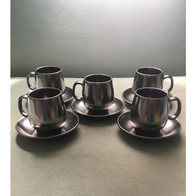 1970s Prinknash Abbey English Metallic Earthenware Coffee Set - 11 Piece Set For Sale - Image 9 of 13
