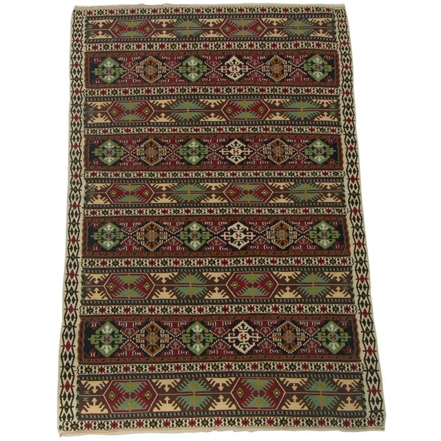 Early 20th Century 1920s Antique Geometric Kilim Rug 6'8''x 3'5'' For Sale - Image 5 of 9