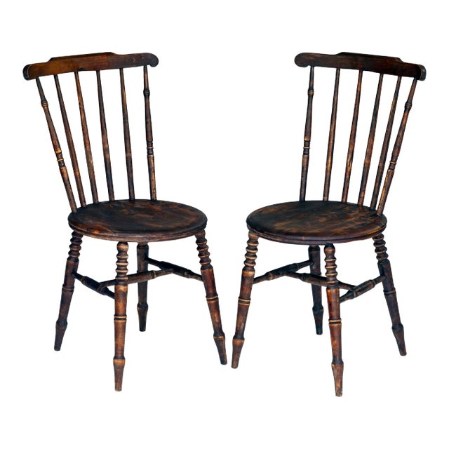 Pair; Late 18 Century Wooden Spindle Chairs For Sale
